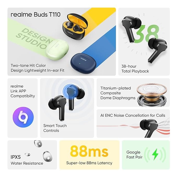 realme Buds Truly Wireless Earbuds for AI ENC Call