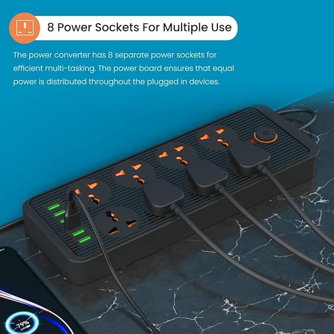 Portronics Power Plate 7 with 6 USB Port 8 Sockets