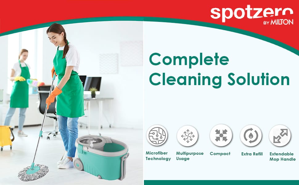 Spotzero Spin Mop with Big Wheel and Puller Handle