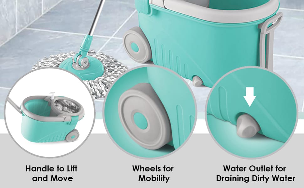 Spotzero Spin Mop with Big Wheel and Puller Handle