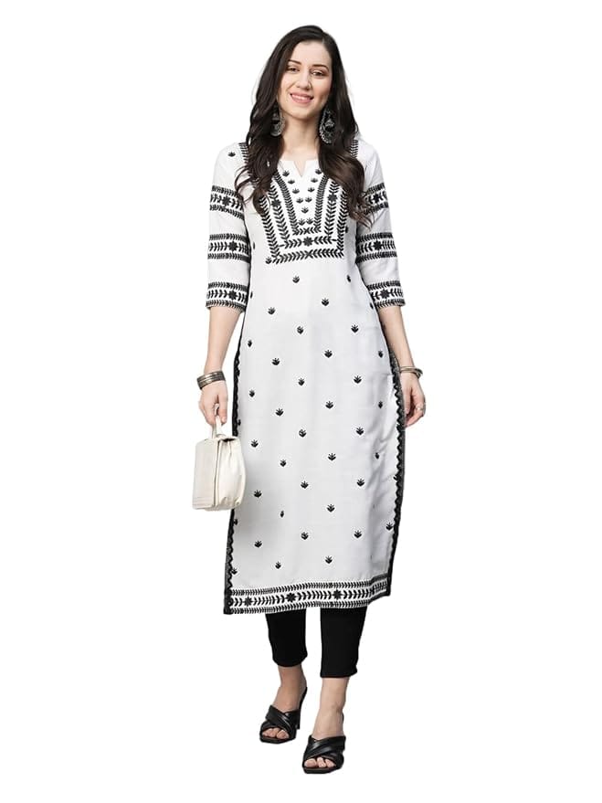 GoSriKi Women Kurta Cotton Blend Embroidery Styles 