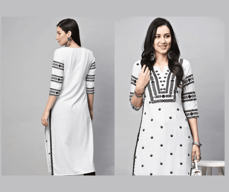 GoSriKi Women Kurta Cotton Blend Embroidery Styles