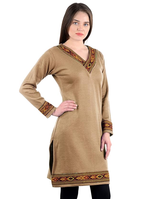 Vastraa Fusion Womens Indian Traditional Woolen Kurti 