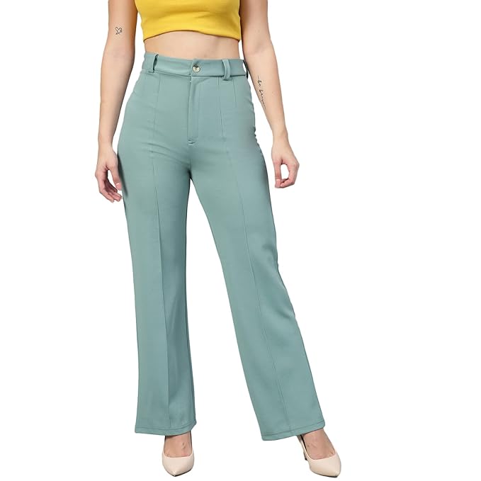 KOTTY Women Straight Fit Stylish Solid Trousers
