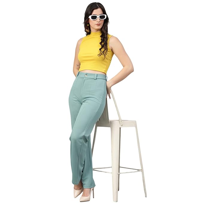KOTTY Women Straight Fit Stylish Solid Trousers