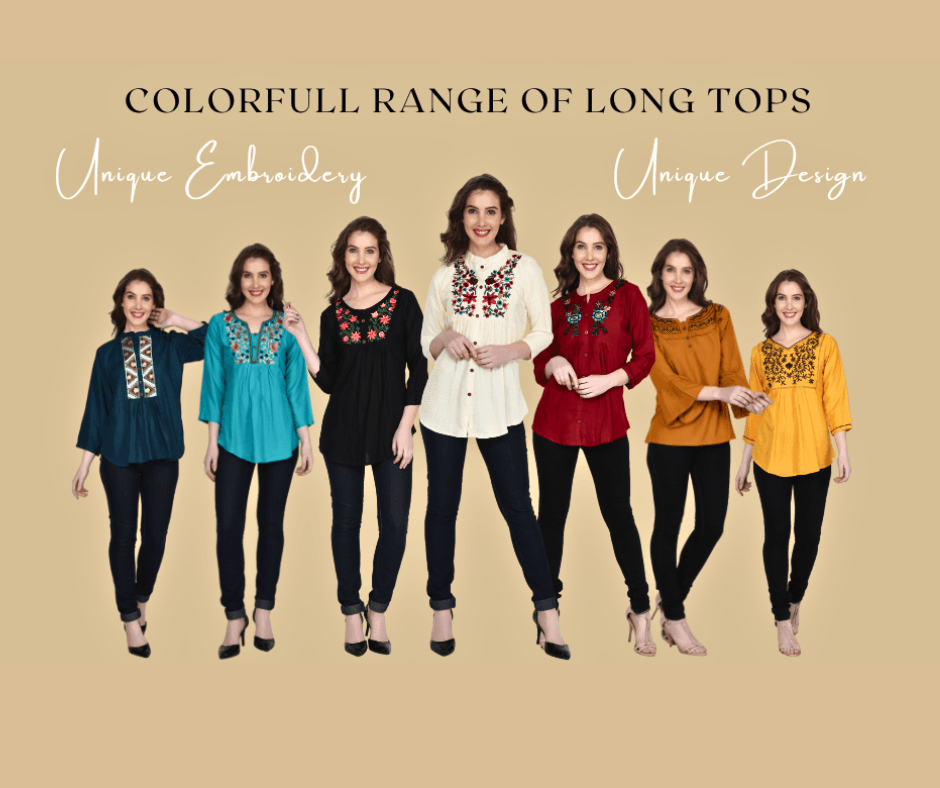 cotton top for women stylish Floral Embroidery