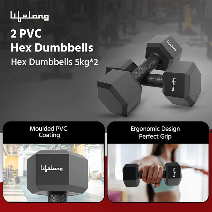 Buy Lifelong PVC Hex Fixed dumbbells Pack online