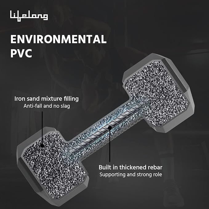 Buy Lifelong PVC Hex Fixed dumbbells Pack online